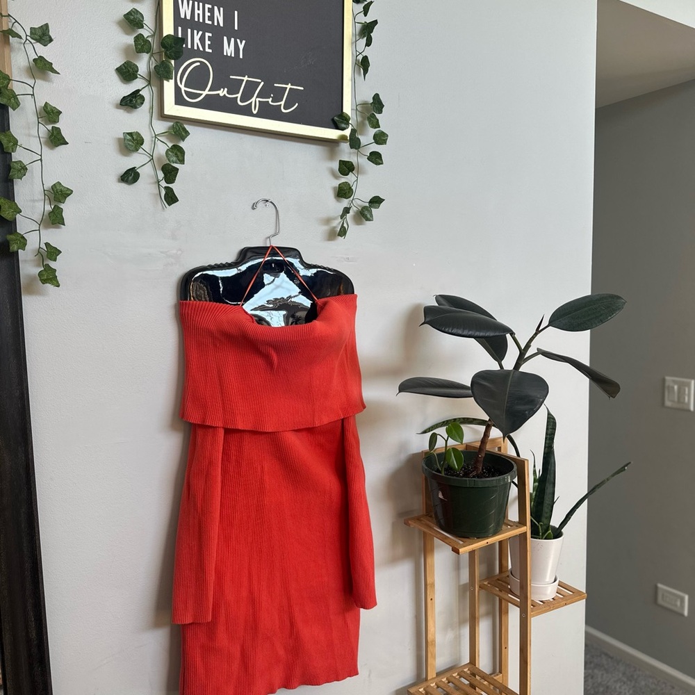 Orange Off-Shoulder Bodycon Dress
